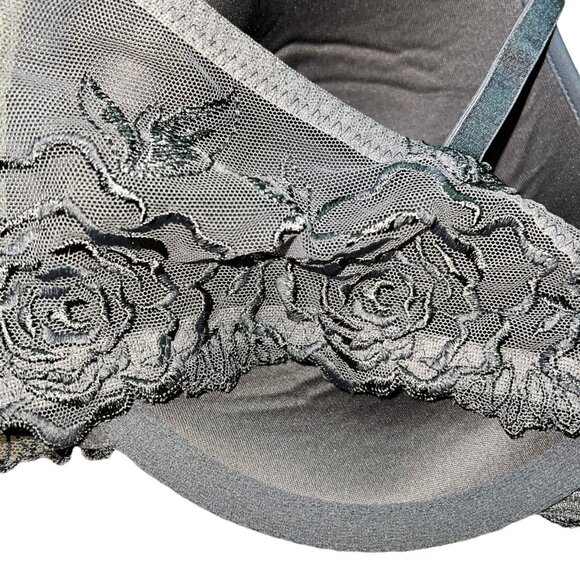 Wacoal A Rose iWomens Lace Embroidered Underwire Bra Size 34DD Gray Nylon/Spande - Picture 3 of 6